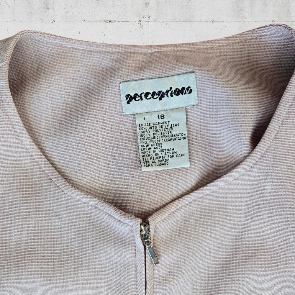 Vintage 90s Light Pink Pantsuit Short Sleeve Blazer Trousers Size Large 12/14